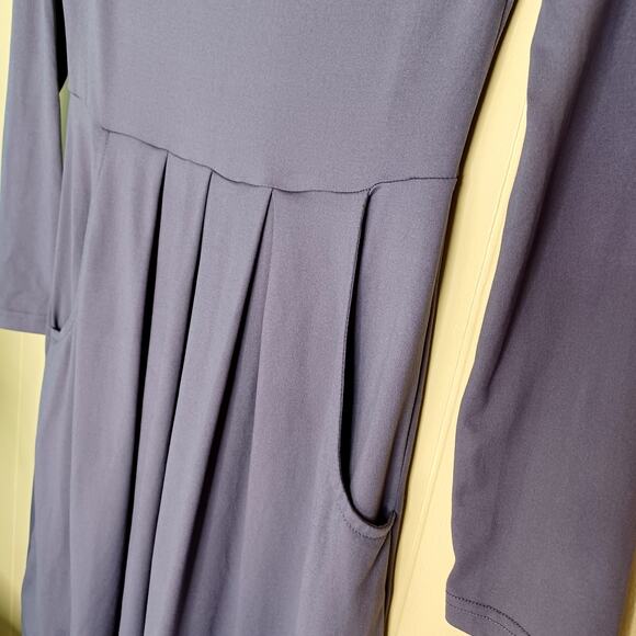 AUSELILY Women's Long Sleeve Pleated Loose Swing Casual Comfy Dress W/Pockets S - Picture 3 of 8